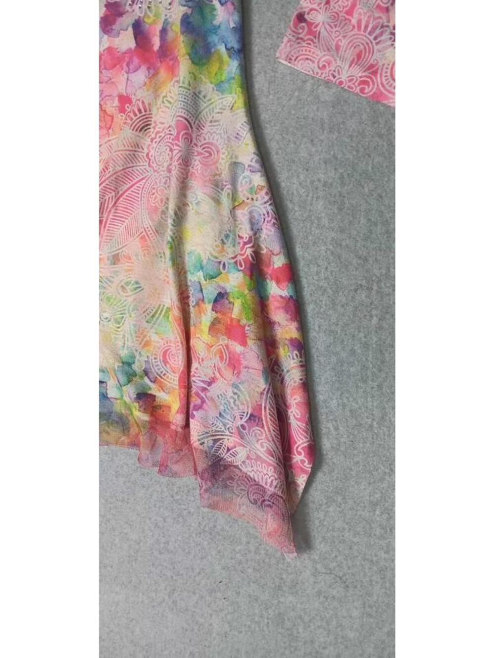 Indigo Soul Asymmetrical Blouse Top Womens Size Large Multicolor Paisley Design - Picture 7 of 12